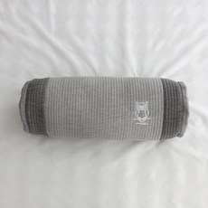 아르떼베딩 부엉이 풍수 자수 경추 목 메밀베개, 1개, 부엉이 원형 메밀베개(그레이)