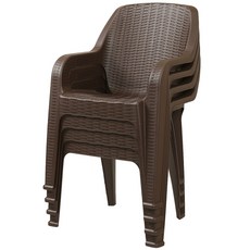 지오리빙 라탄 팔걸이 의자 4p 고객직접설치, 4개, 브라운