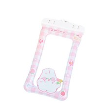 PVC手機防水袋 格子小兔掛繩, 格子小兔 掛繩, 1個