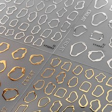 키라데이 프레임 라인 네일스티커, 1개, 스톤+브론즈프레임