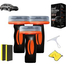 유리 가드 클리너 소수성 김서림 방지 코팅이 된 강력한 에멀젼 오일 필름 리무버 자동차 및 가정용 클리닝 브러시 2개, 3pcs