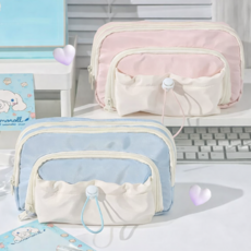 펜토리 파스텔 패브릭 심플 가벼운 대용량 수납필통 필통파우치, 1개, 파스텔블루