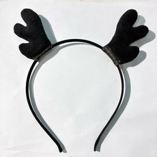 Chis Store 麋鹿髮箍 角色扮演 鹿角髮飾 裝飾品 髮帶, A款黑色一個, 1個