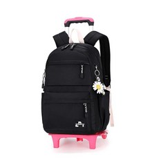Armbq 롤링 백팩 바퀴가 달린 여아용 남아용 아동용 롤러 바퀴 트롤리 책가방 A-블랙 두 바퀴 모던.114379