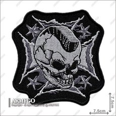 ARMYGO 骷髏頭造型刺繡布章, 1個, 不車魔鬼氈, 黑色