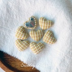 18mm 파스텔 트위드 하트 싸개단추 장식 부자재 수선 예쁜단추, 1개, 05. 옐로우