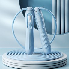 【無品牌】智能計數跳繩成人款兩用鋼絲繩運動減脂家用訓練跳繩體育用品批發, 1個, 天空蓝长绳款