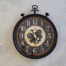 꾸미아트 대형 인테리어 엔티크A 단면 벽시계, 브라운