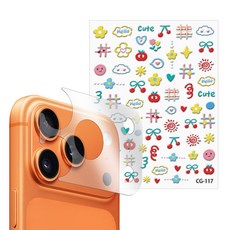 더조은셀러 고광택 고선명 카메라 PET 필름 3매 스티커 폰꾸미기 DIY 폰꾸 카꾸 레시피 키트 핀셋 포함 아이폰 17 프로 호환, 1세트