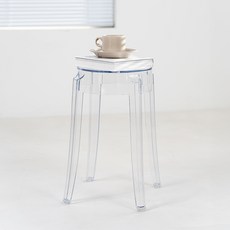고스트 투명 플라스틱 스툴 화장대 보조 식탁 의자, 1개