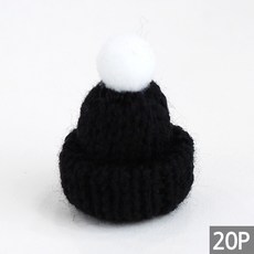 화분 크리스마트 트리 소품 장식 미니 방울 털모자 꾸미기 인테리어 가든픽 스투키, 블랙, 20개