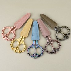 빈티지 엔틱 휴대용 미니 바느질 자수 다꾸 수예 뜨개 가위 쪽가위, 1개, 로즈골드