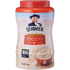 QUAKER ( 쿼이커 ) 공식 인스턴트 오트밀 1kg 알갱이 얇게 뜨거운 우유 뜨거운 물 전자레인지/전자렌지 식품 섬유 오트 보리, g, 1개