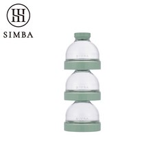 辛巴三層奶粉分裝盒 方便攜帶、獨立分裝、安全無毒材質, Transparent container (lid color: Green), 1個