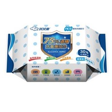 拭拭樂 75%酒精擦拭巾 30抽 食用級酒精 無香精, 1個, 拭拭樂 75%酒精抗菌擦拭巾(30抽)