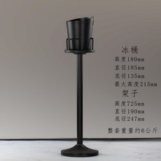 斜口不銹鋼冰桶 歐式香檳桶 酒吧KTV冰塊桶 家用啤酒桶, 1個, 暗黑斜口冰桶連架套裝B
