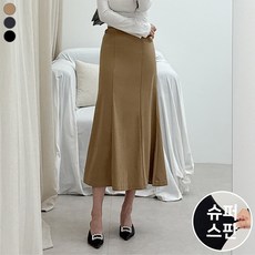 블레스유 여성용 스판 쫀쫀 편안한 밴딩 머메이드 롱 스커트 핀턱 치마 빅사이즈까지