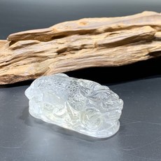 彩雅寶石精品巴西白水晶貔貅 晶體淨透 色澤帶黃