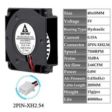 Gdstime-40mm 24V 3D 프린터 팬 40x10MM 듀얼 볼 터보 송풍기 12000RPM 고속 쿨러 4010 프린터 액세서리 라디에이터 2 개, 5V Hydraulic 2PIN