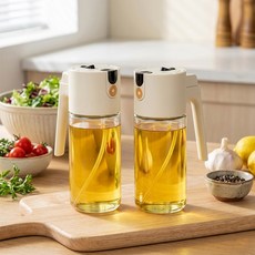 프리미엄 2way 오일 스프레이 유리 오일병 간편 리필 다용도 양념병 소스병, 1개, 600ml