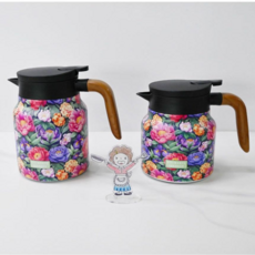 보온 보냉 물병 티주전자 316 스텐 티팟 주전자 800ML, 1개, 레드블루꽃