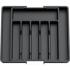 台灣熱銷可調整餐具收納盒-伸縮塑膠收納盒，廚房餐具收納好幫手, 黑色刀叉收納盒, 1個