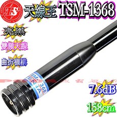 TS TSM-1368 雙頻天線 亮黑/亮銀 158公分, 亮黑, 1個