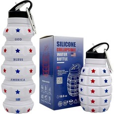 야로 접이식 물병 19.6온스580ml 가벼운 누수 방지 실리콘 미국 국기 디자인 캠핑 하이킹 일상적인 사용을 위한 남성 애국, 야로 접이식 물병 19.6온스/580ml 가벼운 누수