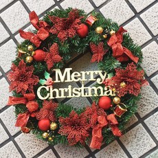 洋洋小品55cm紅色手作聖誕花圈聖誕花環，桃園平鎮中壢聖誕節佈置聖誕樹藤圈裝飾, 1個, 紅色
