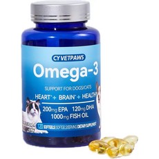 CY VETPAWS 寵物 Omega-3 軟膠囊 (120顆) - 支持心臟、腦部健康，含EPA、DHA魚油, 1個, Omega3, 120份