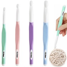 크로셰 뜨개질 후크 세트 4개 인체공학에 근거한 바늘 TPR 그립과 ABS 헤드 스카프 스웨터 도구 초보자 DIY용 수제 크리스마스 선물 8mm 10mm 12mm 15mm, 1개