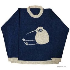 Yellwell 가을 겨울 루즈핏 니트 원형넥 스웨터 DJP, XL, 그림 3