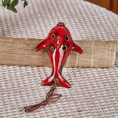 爆款 海豚陶笛 學生入門興趣初學者窯變六孔簡單易學小樂器, 1個, 超經典 大海豚紅色【送掛繩+圖譜】