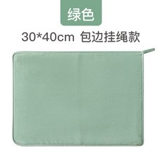 強力清潔抹布 吸水去油 家用洗碗布 廚房擦拭巾 易清洗 不沾油 多用途抹布+绿色30*40cm-包边挂绳款+裸装, 1個, 绿色30*40cm-包边挂绳款:裸装