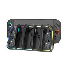 Switch2 Joycon手把手柄充電底座壁掛式充電收納支架 炫彩RGB燈光, 1個, 全新品(盒損)