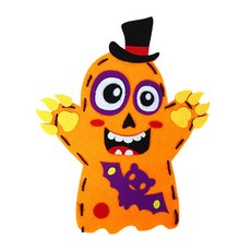 小布的雜貨 萬聖節DIY不織布手偶材料包 親子手作多款造型, 1個, 萬聖節手偶 - 紳士怪橘