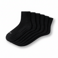 Eclatte 쿠션 양말 스포츠 러닝 발바닥 이중쿠션 6켤레, 6개, 블랙