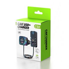 CSII 車載USB充電器 1.5米延長線 5埠Type-C+3USB 藍牙5.3, 黑色, CS11
