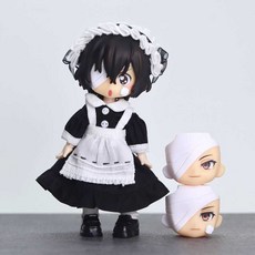 太宰治ob11娃娃 文豪野犬可動人偶 12分BJD 生日禮物 二次元禮物, 1個, 整娃-繃帶太宰女傭裝