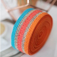 리본빌 프렌치 레인보우 토숀 리본, 1개, 오렌지그린 5마