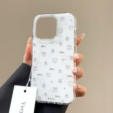 可爱自嘲熊双层白色印花适用于苹果16promax手机壳13新款14 15pro, 1件, 此链接没有挂绳:苹果15PRO