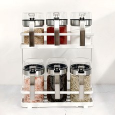 카페로메오 손잡이 양념통 거치대 세트, 1세트, 손잡이양념통 화이트 거치대 세트