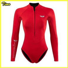 濕式保暖潛水服 女帶潛水長襪 水母衣成人連體 2mm衝浪防寒泳衣, 2mm玫紅色連體服,L
