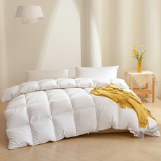 호텔이불 구스다운 한파 겨울용 침구 코튼 더블 레이어 이불 쉘 자체 충전 벨벳 호텔구스이불, A. 흰색(160수 단일)