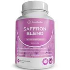 Rosabella 남성 및 여성용 사프란 블렌드 보충제 - 사프란 B6 마그네슘 및 허브 추출물 캡슐 - 기분 집중력 및 선명도 지원 - GMO 프리 글루텐 프리 - 6