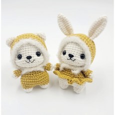 코바늘 DIY인형 패키지(풀영상 패키지)초보자도 만들수 있는 키링, 1개, 겨자, 곰돌이
