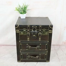 엔틱 낮은협탁 미니 선반 사이드 협탁 침대 옆 A 레트로 2단, 1개, Q. 브라운 레트로 캐비닛