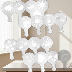 라떼아트틀도안 16종 커피 카푸치노 스텐실 홈카페 모양틀 세트 카페라떼아트틀16종