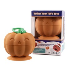 新品嬰兒牙膠玩具南瓜餐椅吸盤支架玩具萬聖節寶寶安撫咬膠, 1個, 南瓜色:1