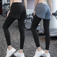 여성 운동복 헬스 쫀쫀 레깅스 반바지 활용도 높은 트레이닝복 여자 블랙 타이즈팬츠 투인원